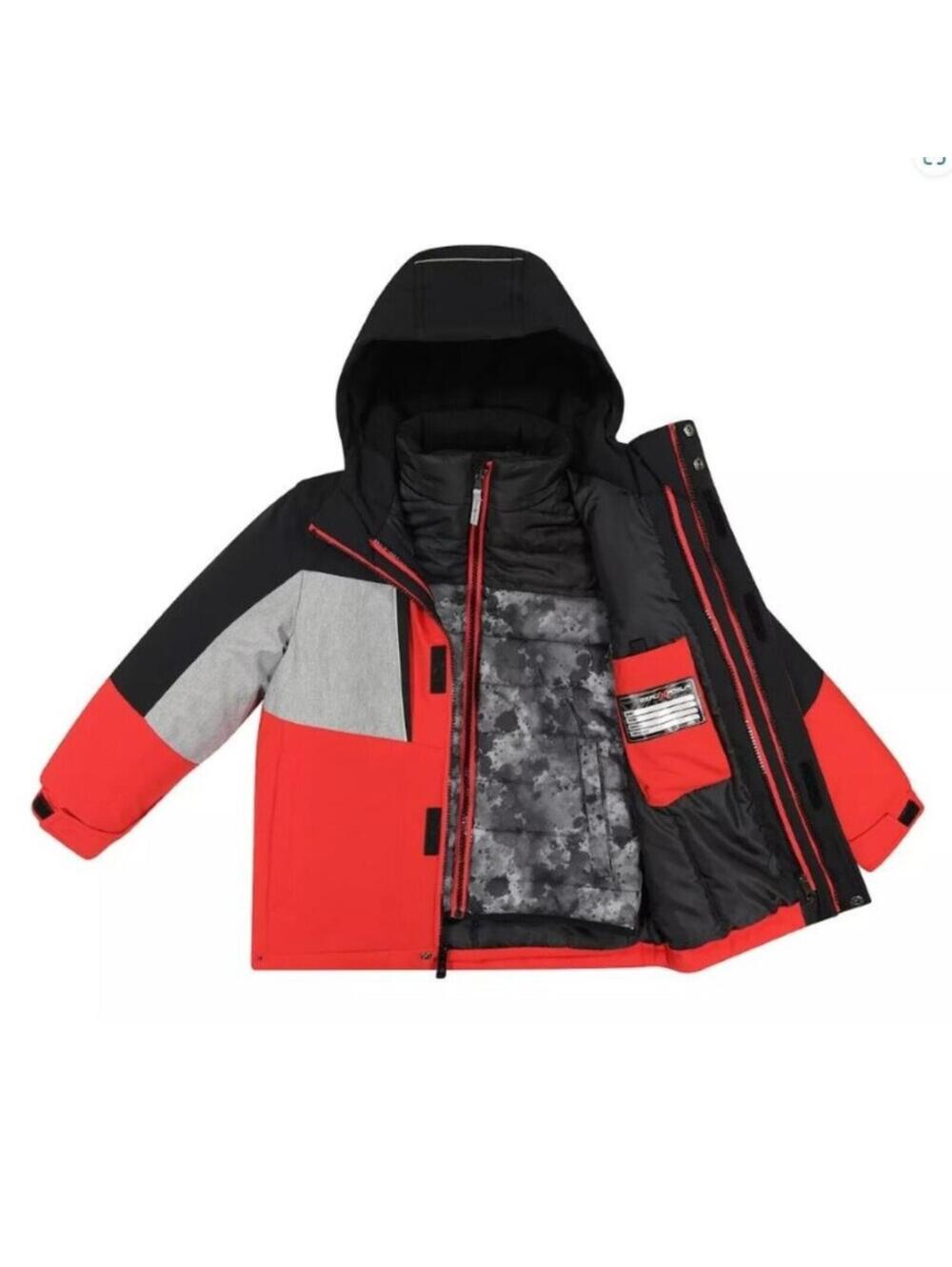 Boys All Season Jacket 6/7 Hooded 3 in 1Weather Resistant Black Red Zeroxposur